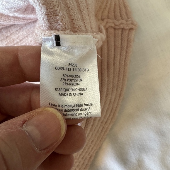 Melanie Lyne Long Sleeve Ribbed Bell Cuff Sweater Light Salmon Size Small Pearls - Picture 7 of 16